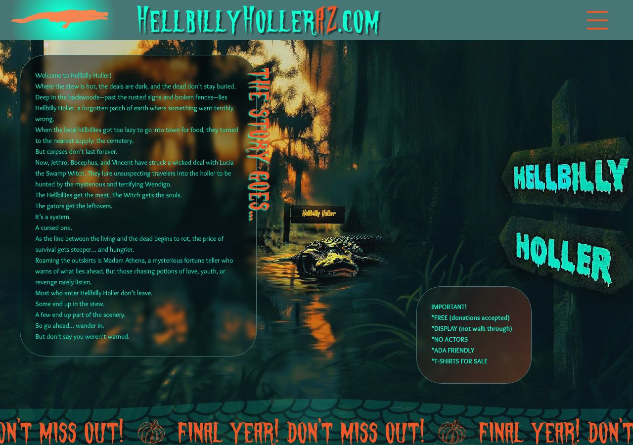 Homepage snapshot of Hellbilly Holler