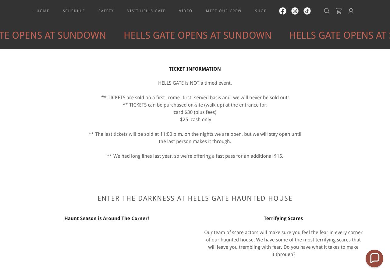 Homepage snapshot of HELLS GATE