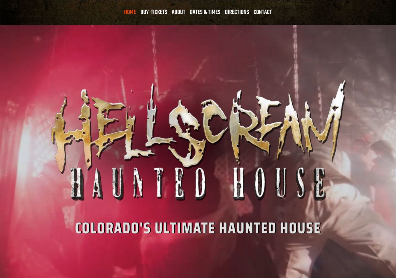 Homepage snapshot of Hellscream Haunted House