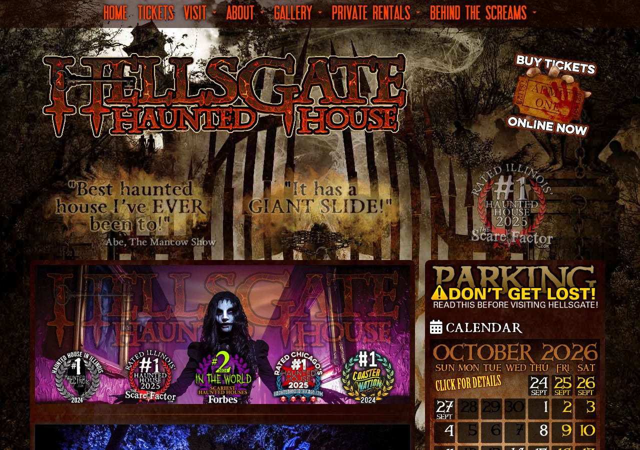 Homepage snapshot of HellsGate Haunted House