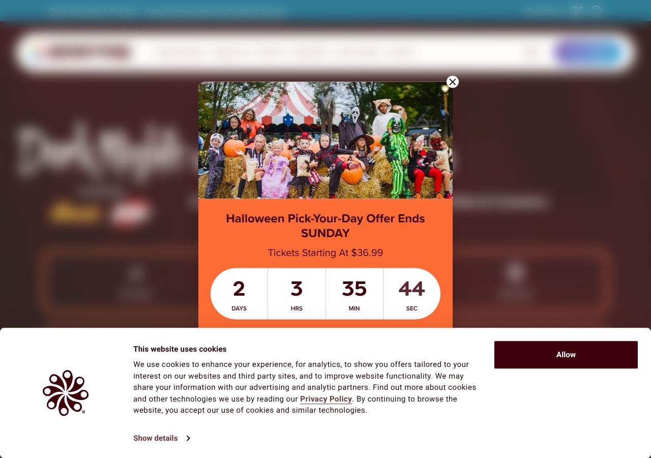 Homepage snapshot of Hersheypark Dark Nights