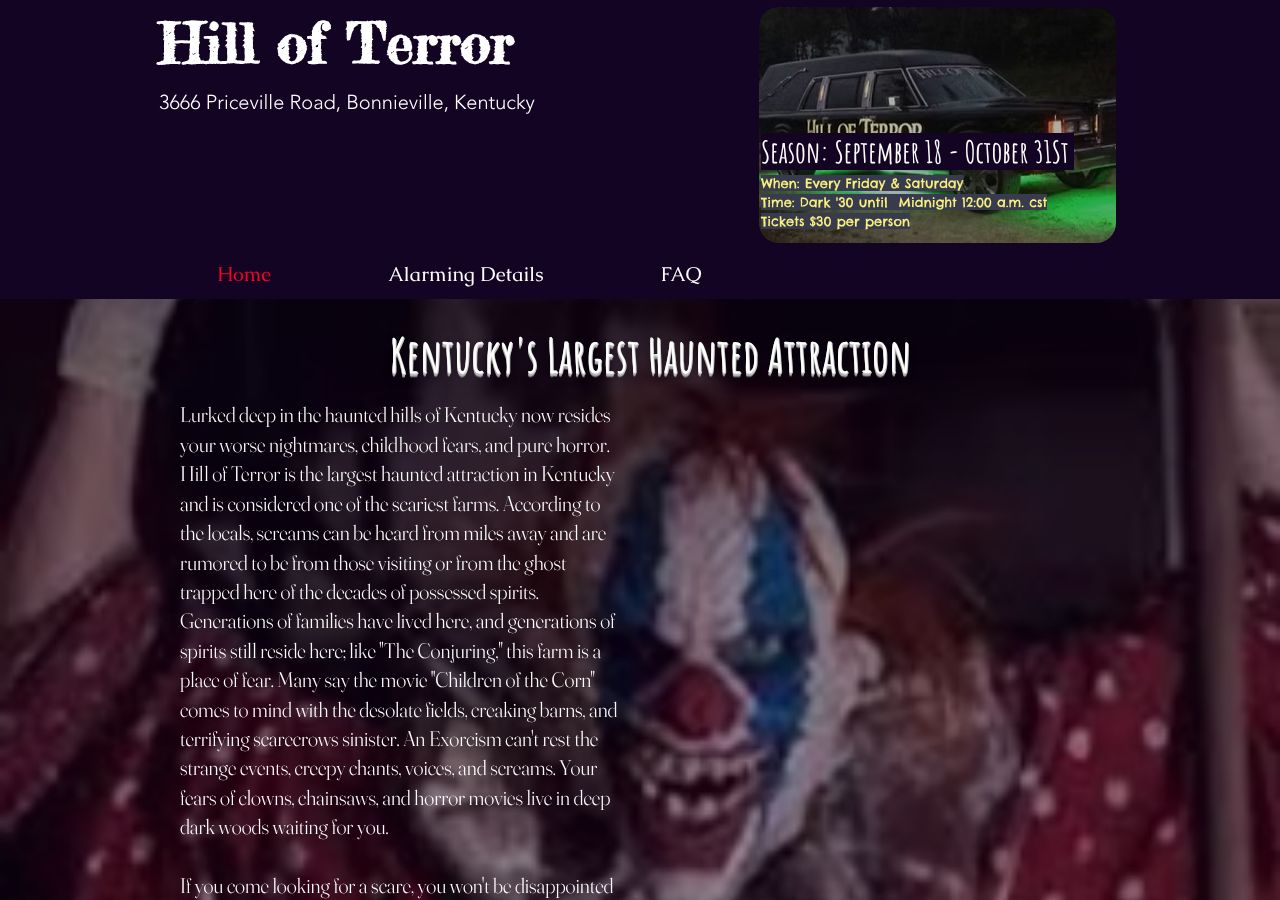 Homepage snapshot of Hill of Terror