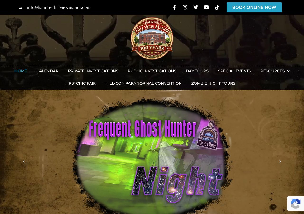 Homepage snapshot of Hill View Manor