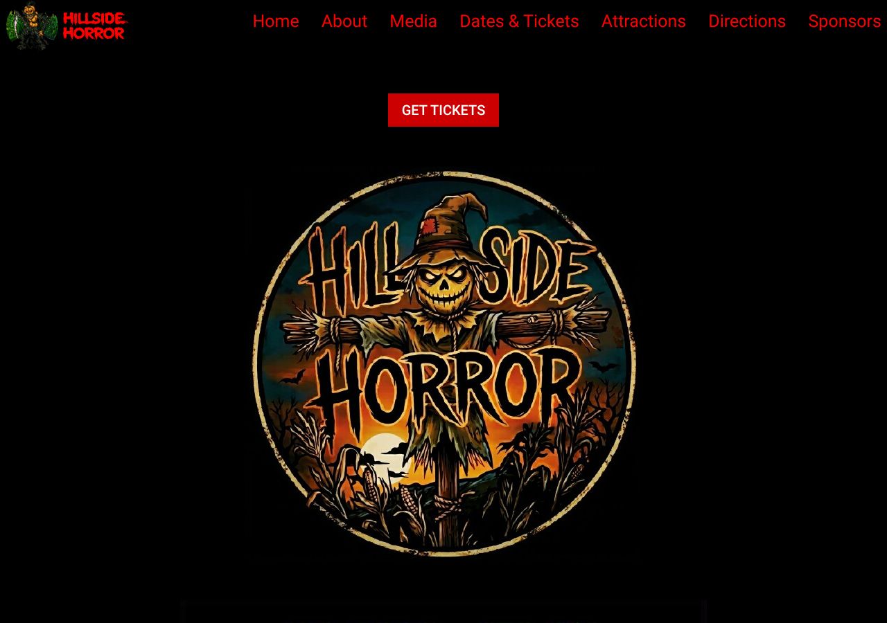Homepage snapshot of Hillside Horror