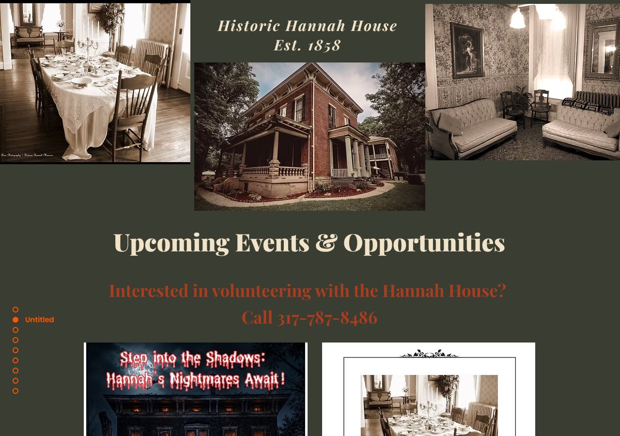Homepage snapshot of Historic Hannah House