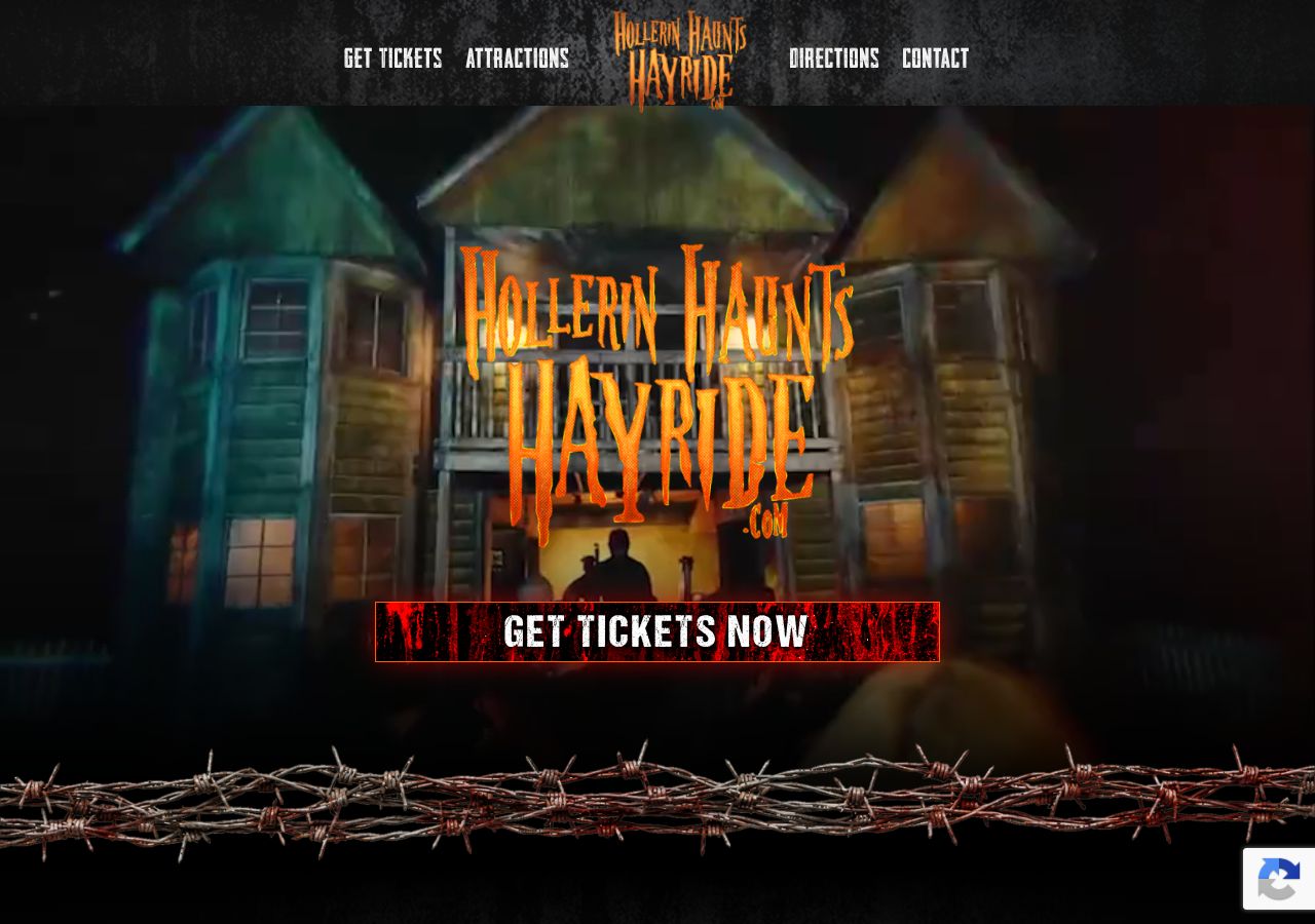 Homepage snapshot of Hollerin Haunts Hayride