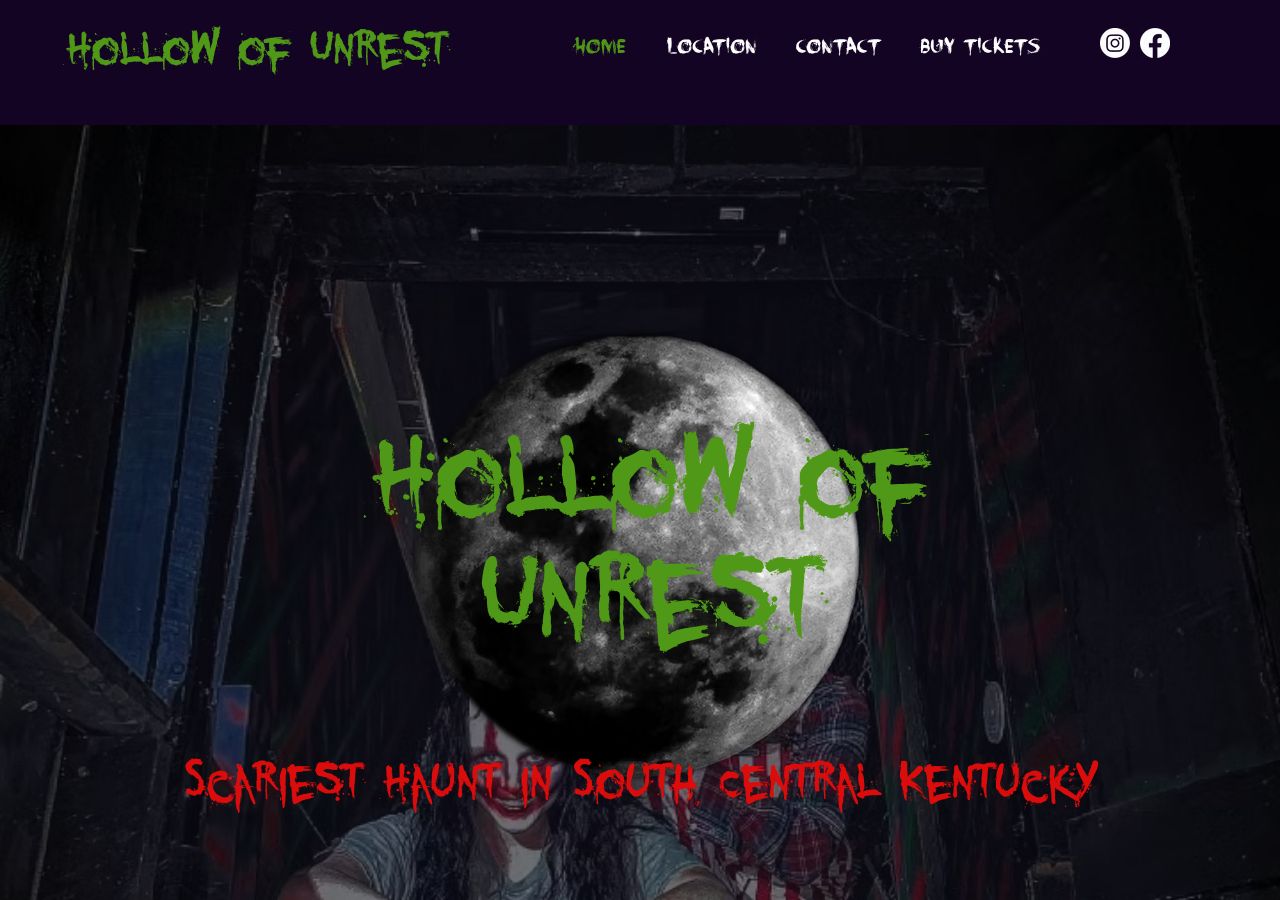 Homepage snapshot of Hollow of Unrest