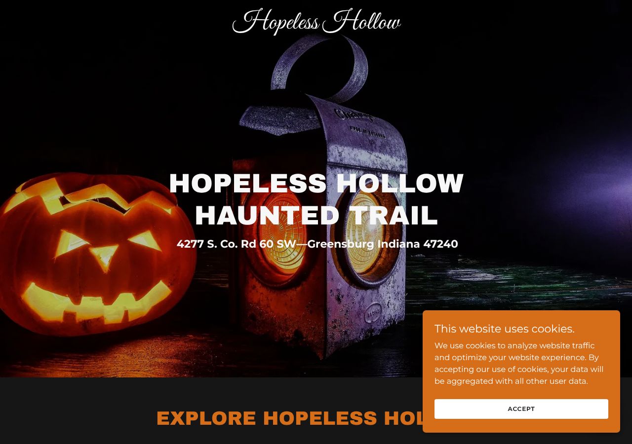 Homepage snapshot of Hopeless Hollow Haunted Trail