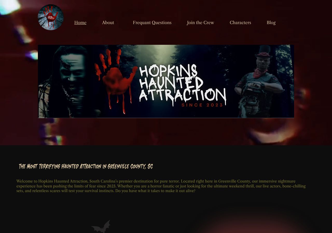 Homepage snapshot of HOPKINS HAUNTED HAYRIDE ATTRACTION