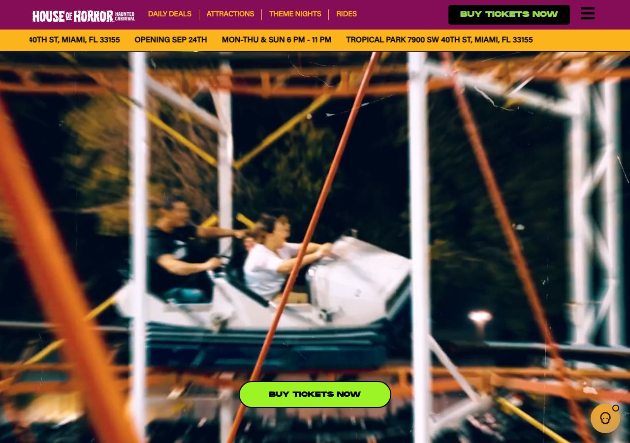 Homepage snapshot of House of Horror Haunted Carnival