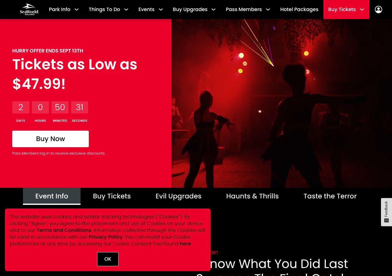 Homepage snapshot of Howl O Scream Orlando