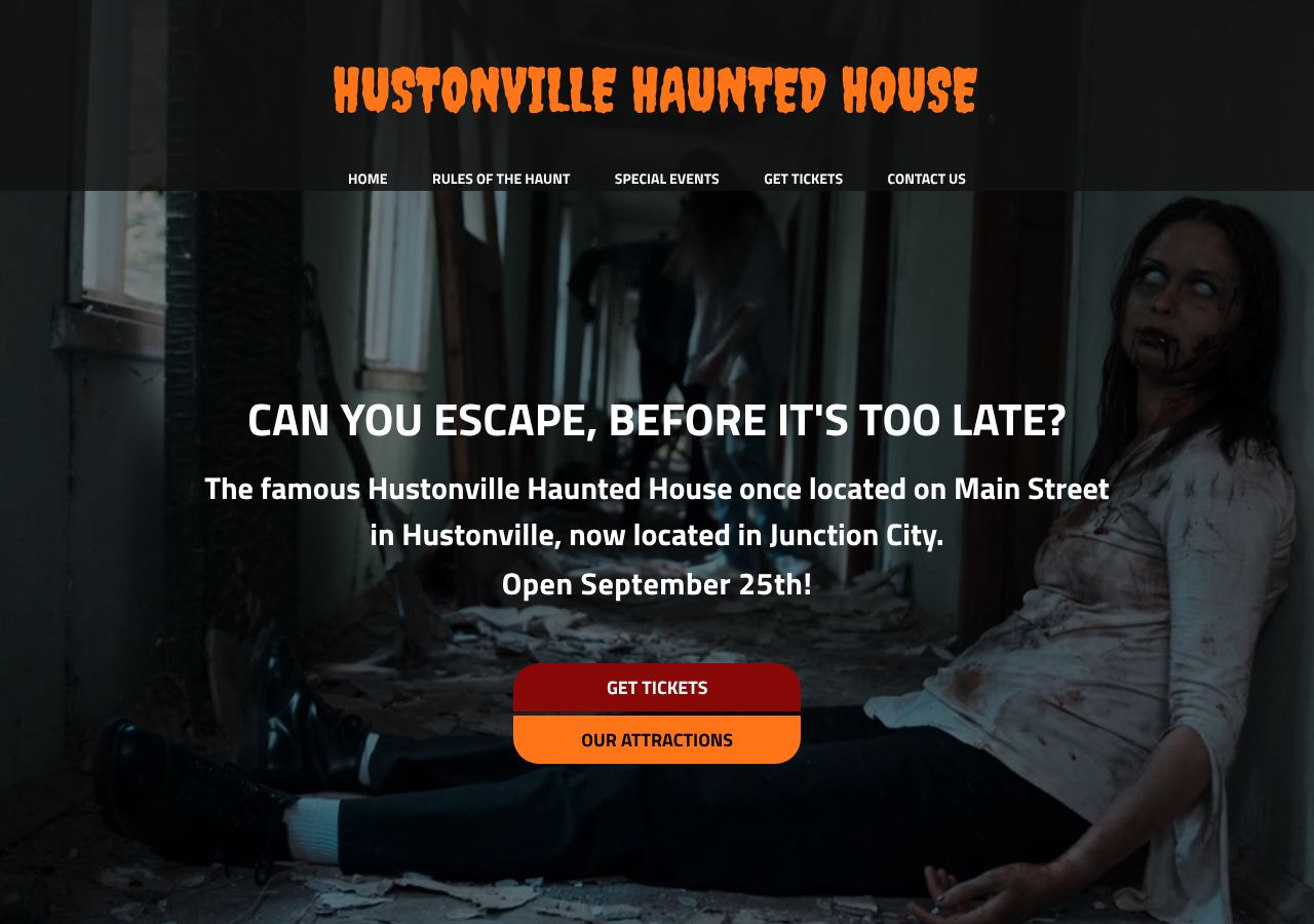 Homepage snapshot of Hustonville Haunted House junction