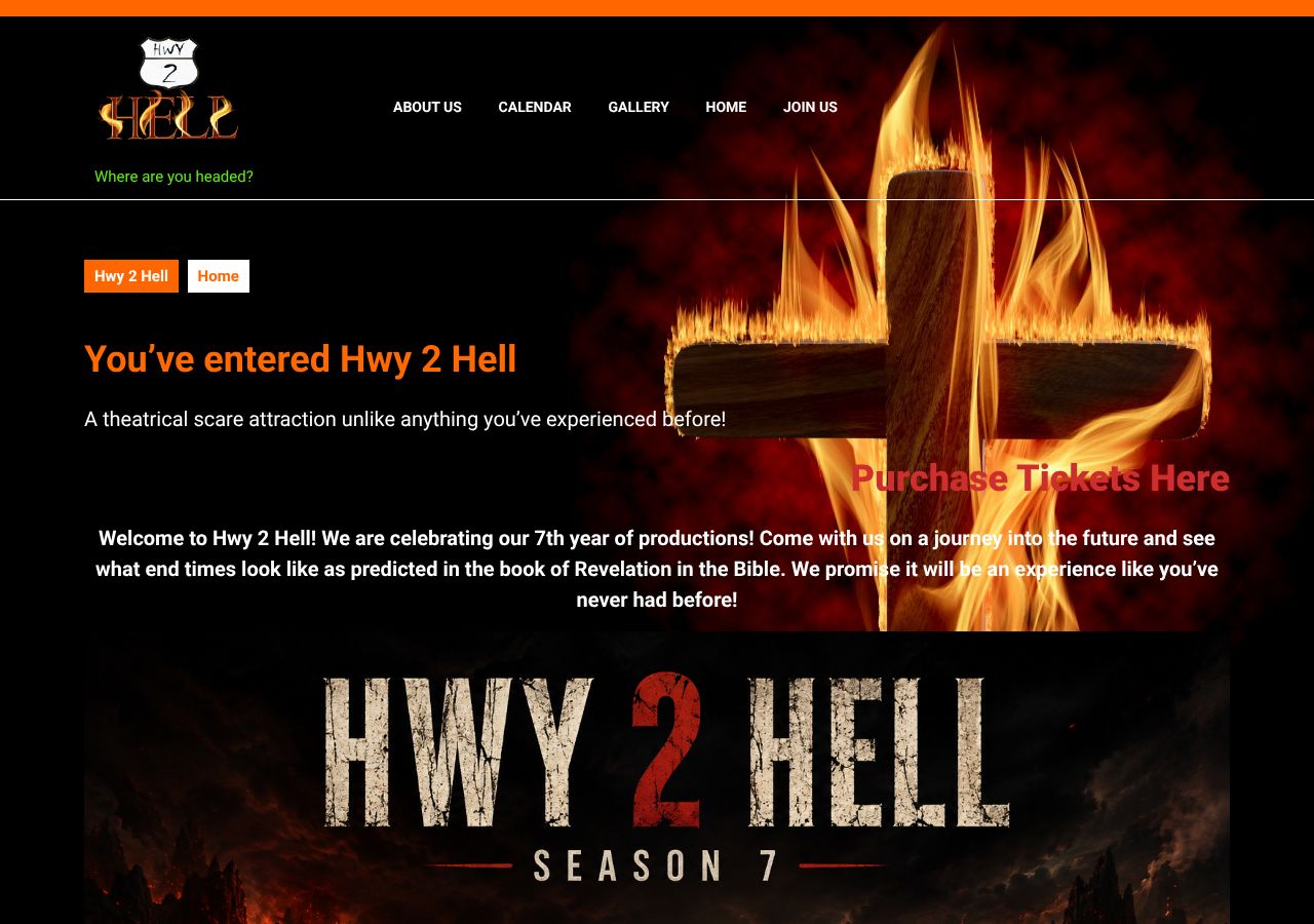 Homepage snapshot of Hwy 2 Hell