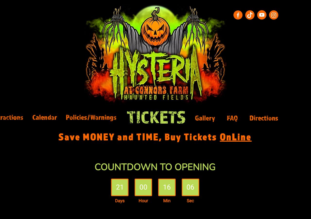 Homepage snapshot of HYSTERIA at Connors Farm