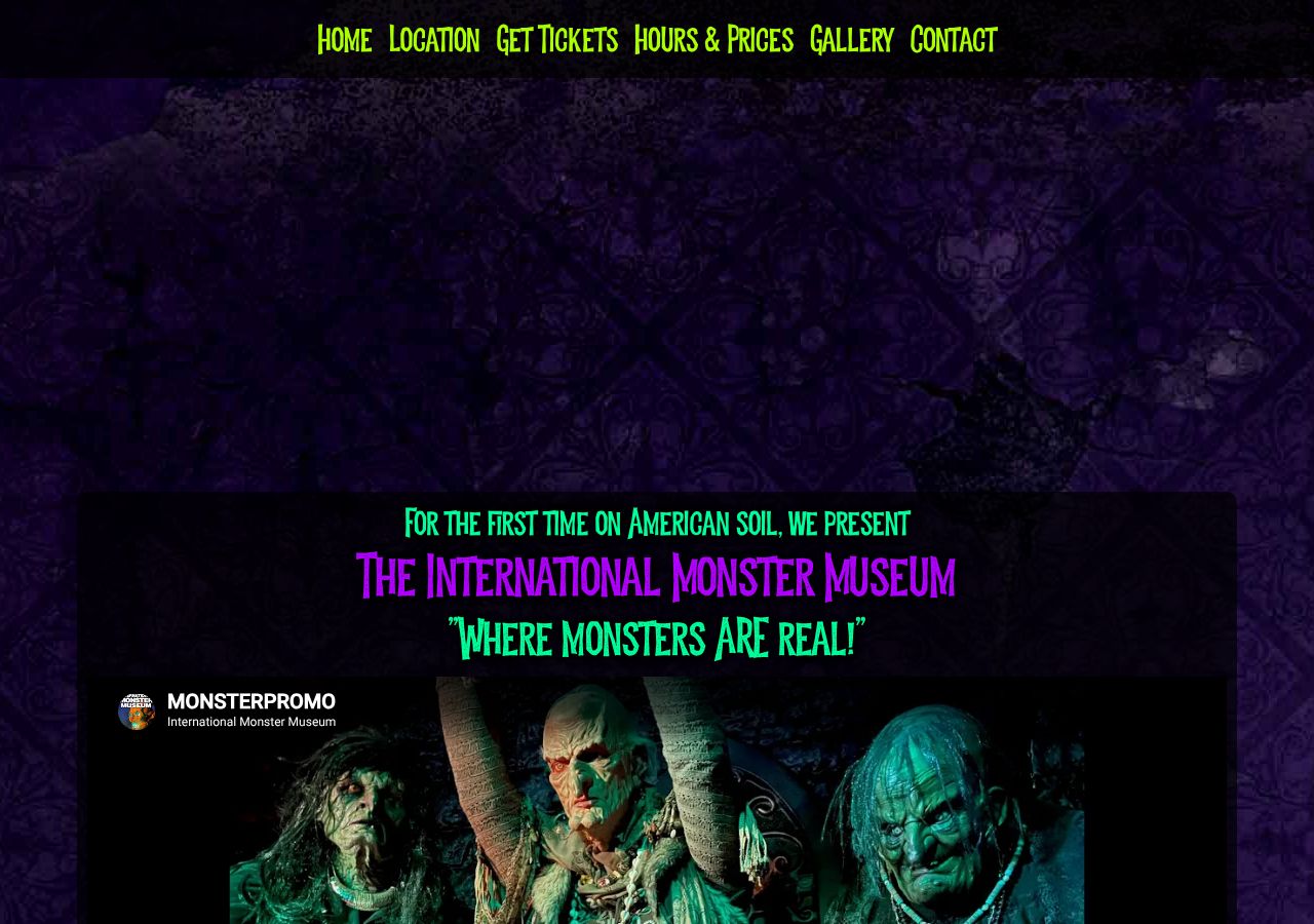 Homepage snapshot of International Monster Museum