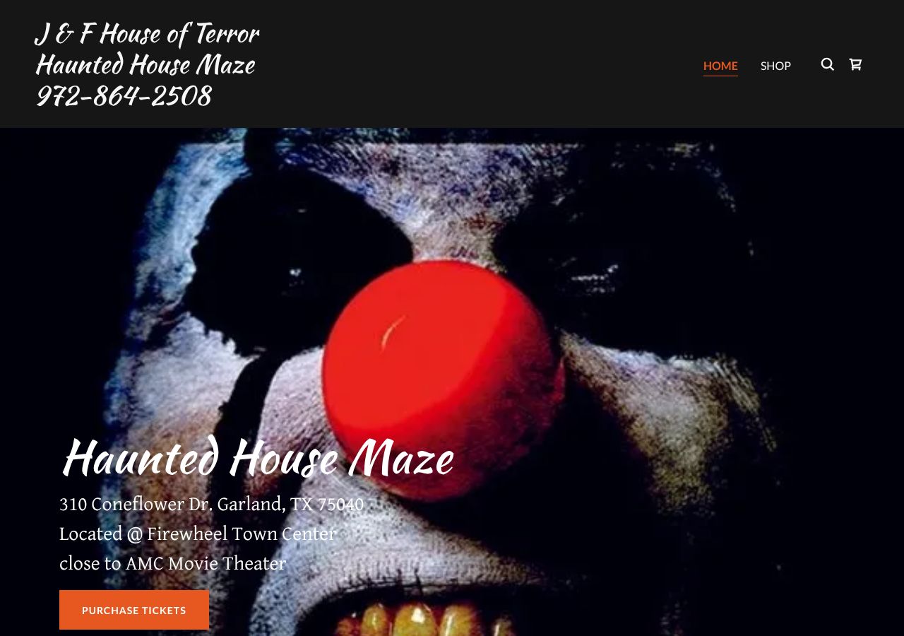 Homepage snapshot of J & F House of Terror