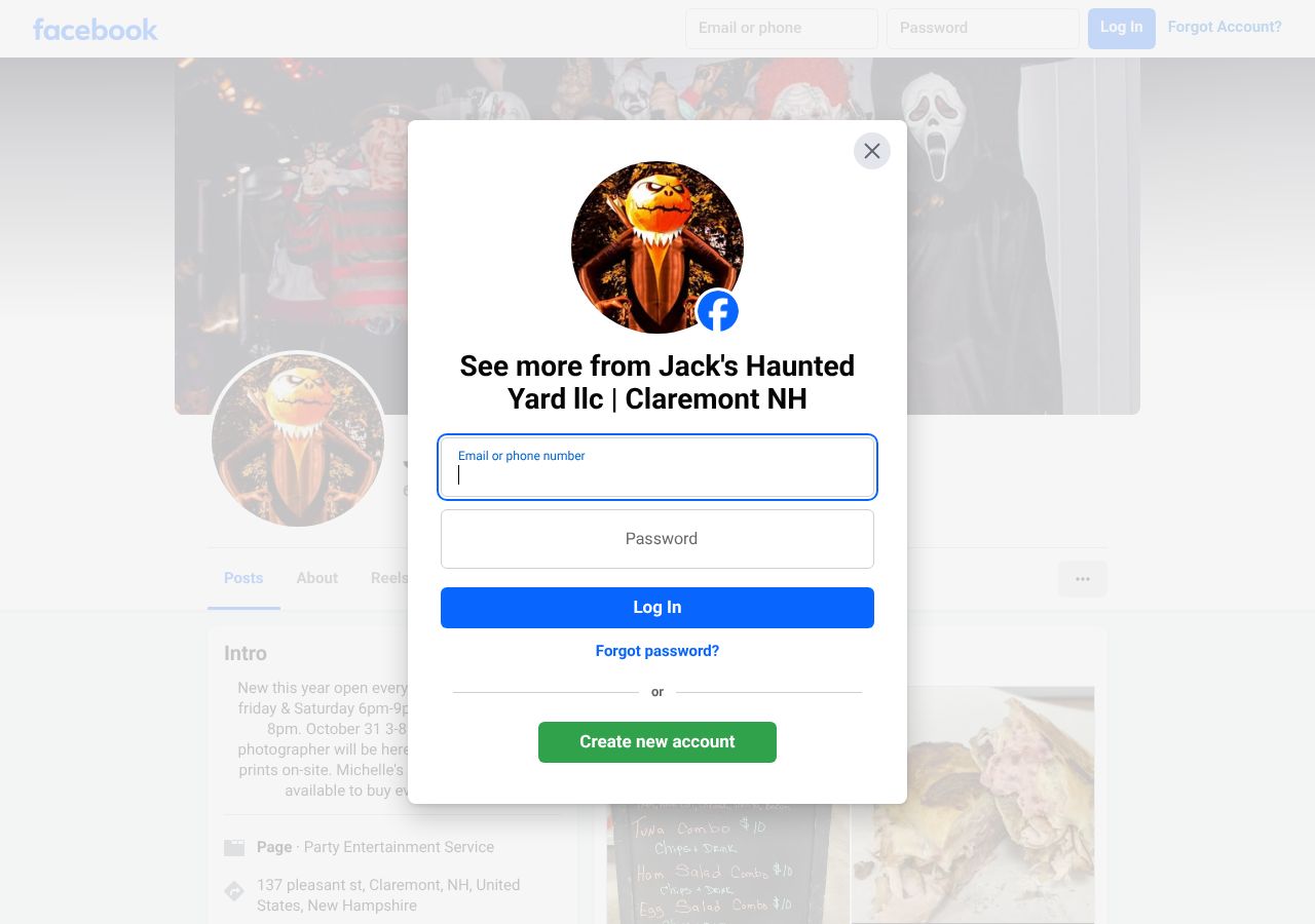 Homepage snapshot of Jack's Haunted Yard