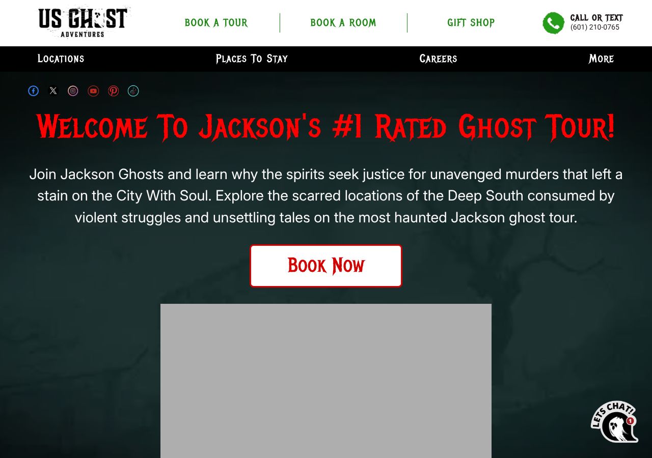 Homepage snapshot of Jackson Ghosts: Ghost Tours and Haunted Pub Crawls