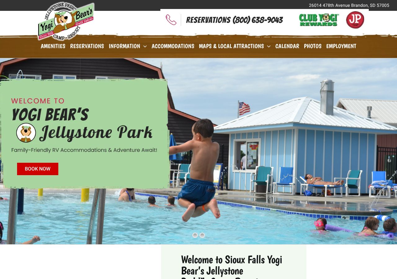 Homepage snapshot of Jellystone Park™ Sioux Falls