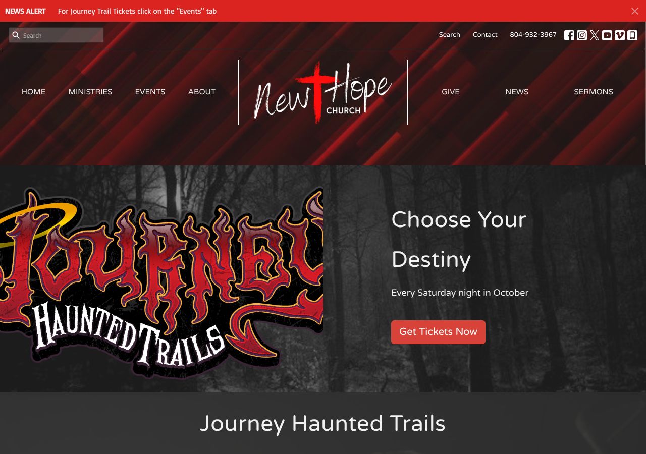 Homepage snapshot of Journey Trails