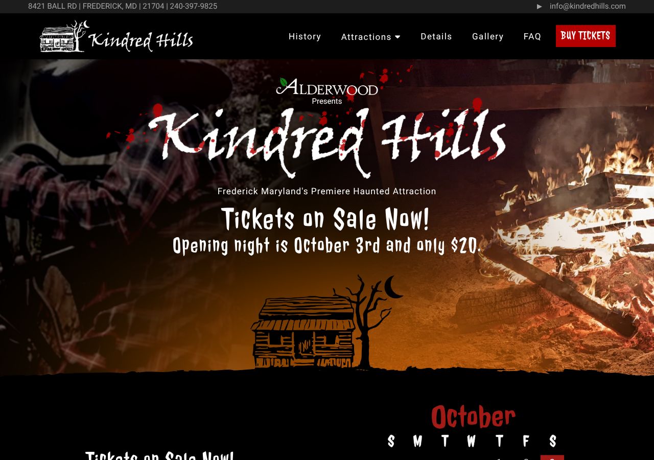 Homepage snapshot of Kindred Hills