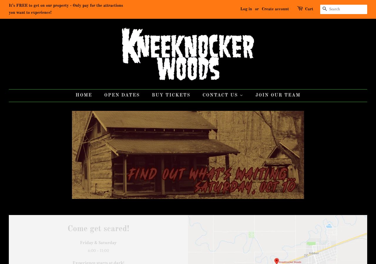 Homepage snapshot of KneeKnocker Woods