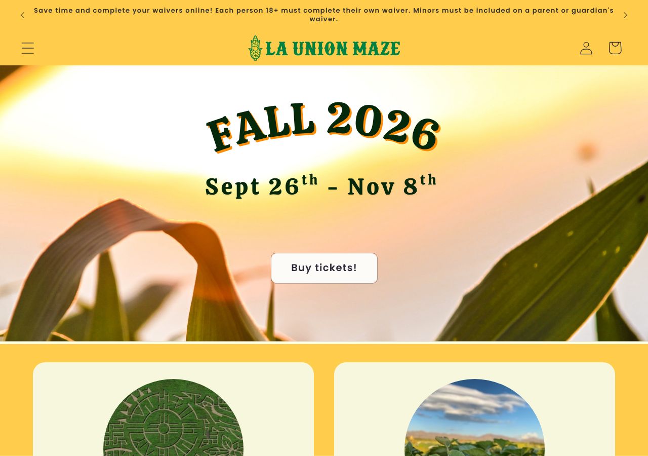 Homepage snapshot of La Union Maze