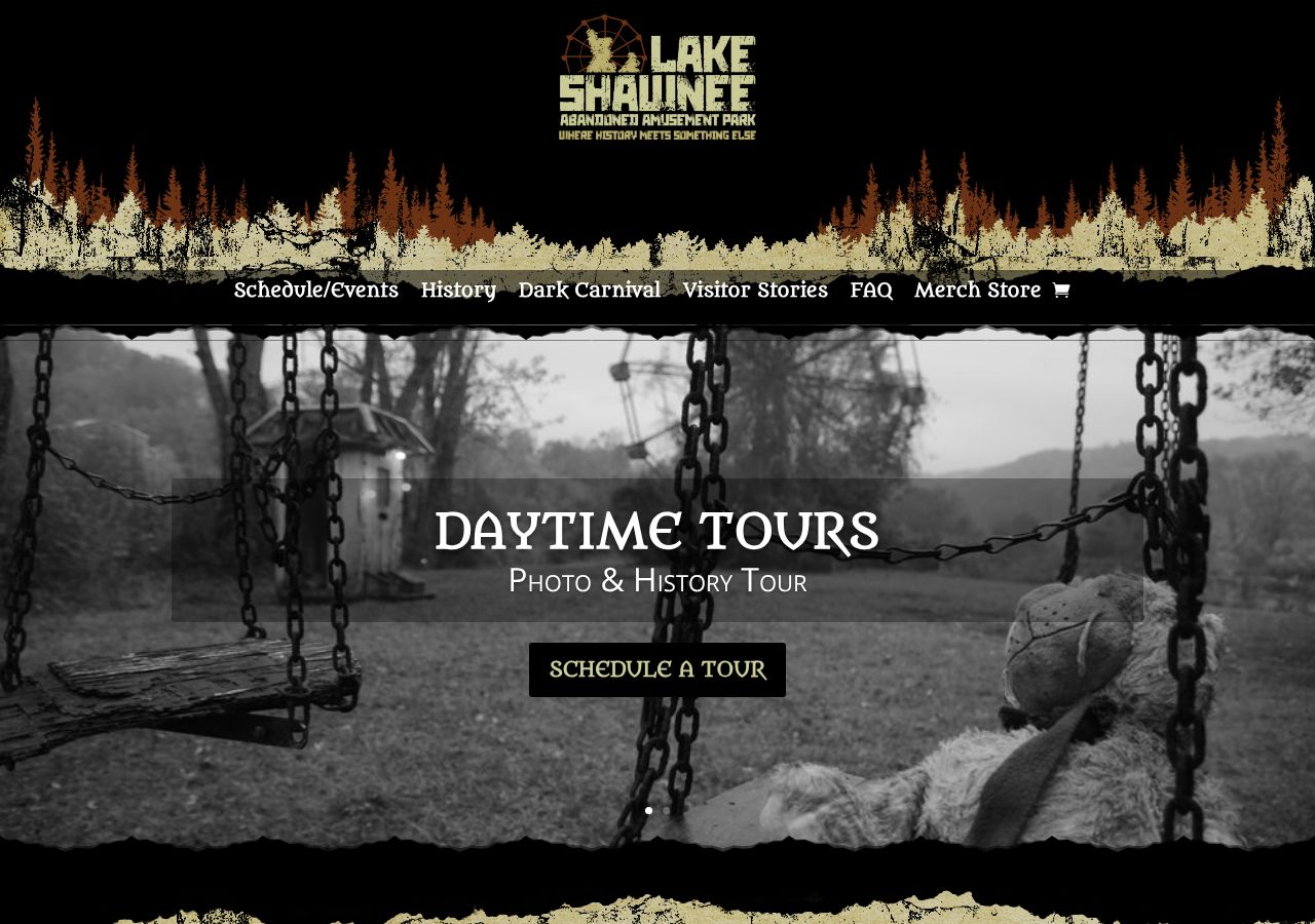 Homepage snapshot of Lake Shawnee Abandoned Amusement Park