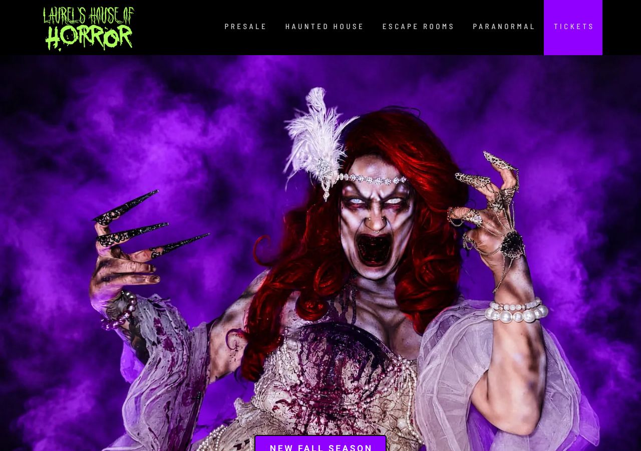 Homepage snapshot of Laurel’s House of Horror