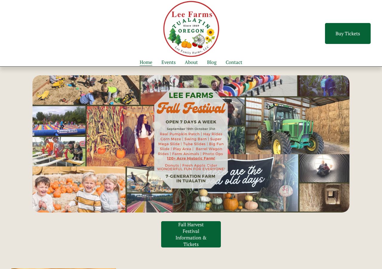 Homepage snapshot of Lee Family Farms