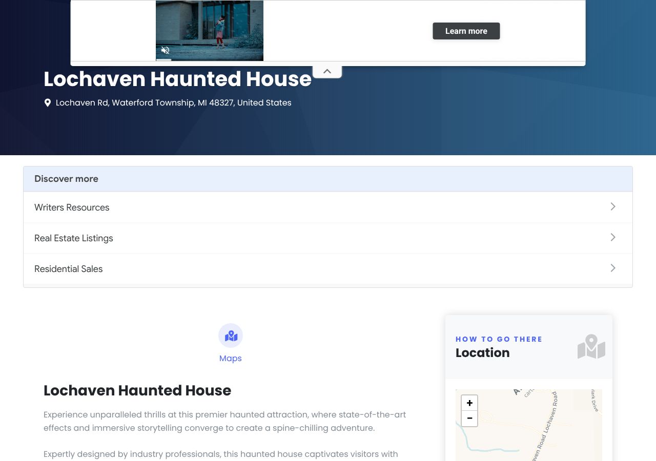 Homepage snapshot of Lochaven Haunted House