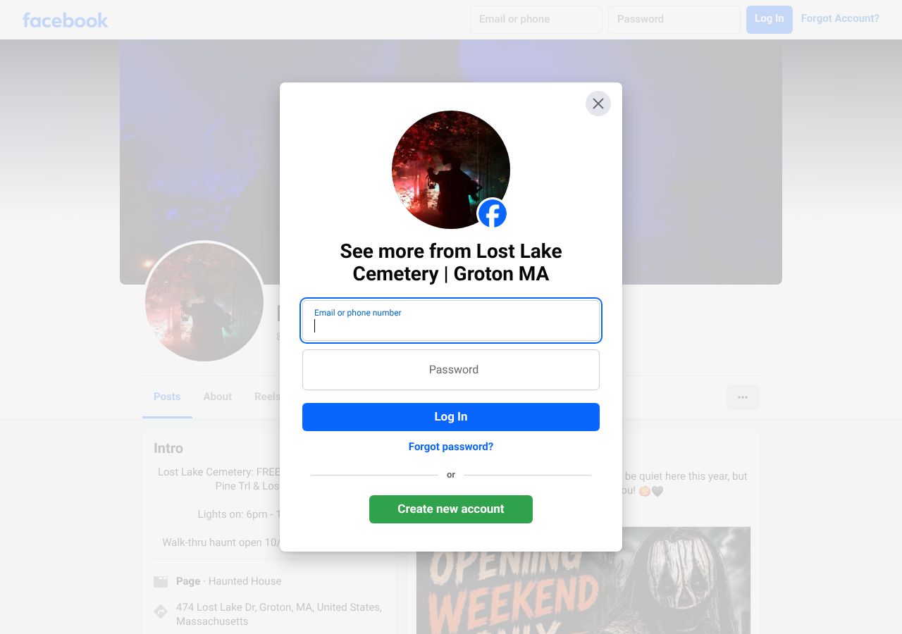 Homepage snapshot of Lost Lake Cemetery