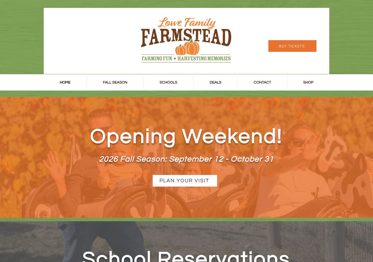 Homepage snapshot of Lowe Family Farmstead