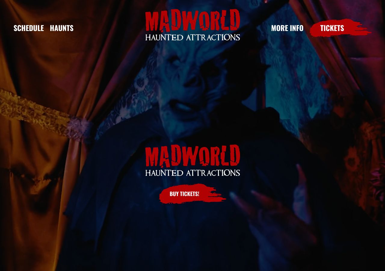 Homepage snapshot of Madworld Haunted Attractions