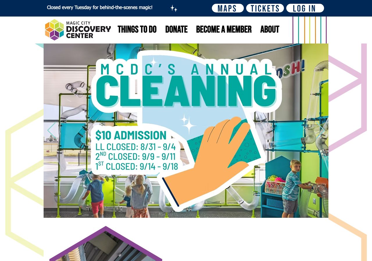 Homepage snapshot of Magic City Discovery Center