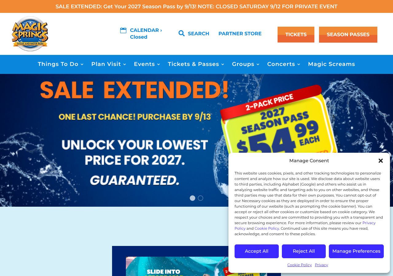 Homepage snapshot of Magic Springs