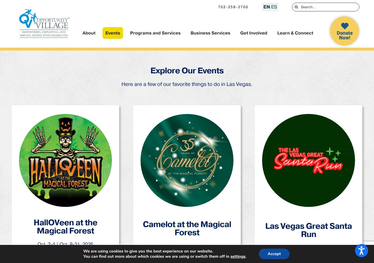 Homepage snapshot of Magical Forest and HallOVeen at Opportunity Village