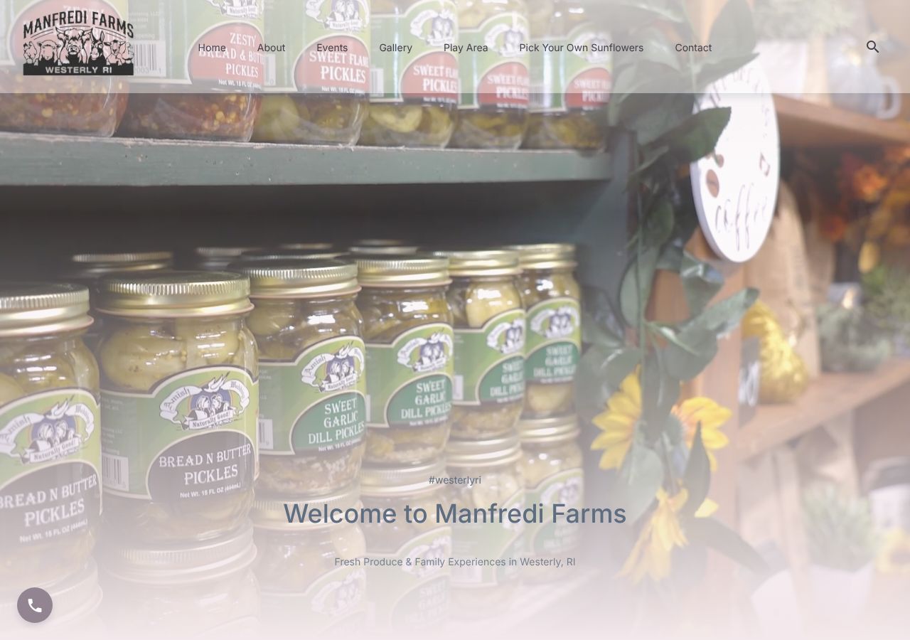 Homepage snapshot of Manfredi Farms