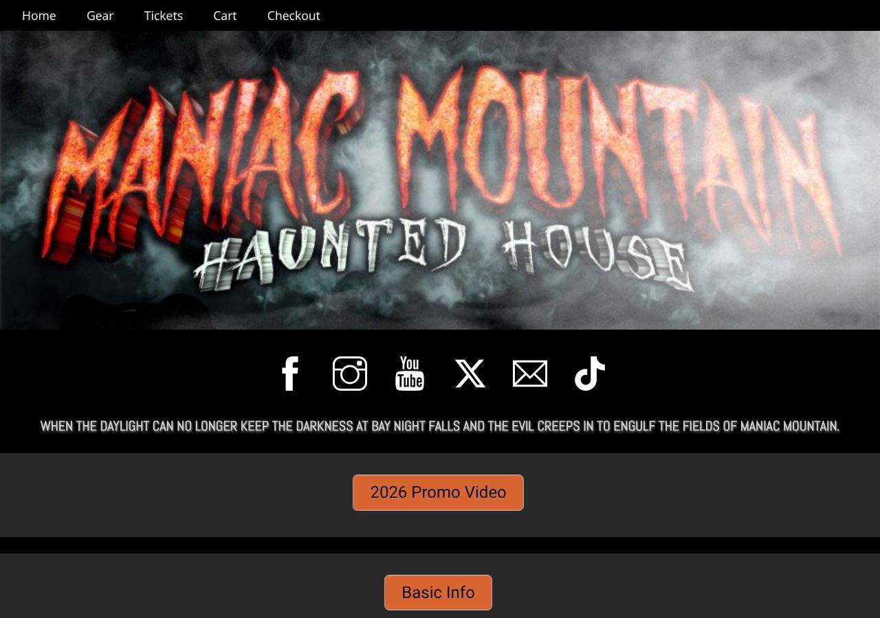 Homepage snapshot of Maniac Mountain