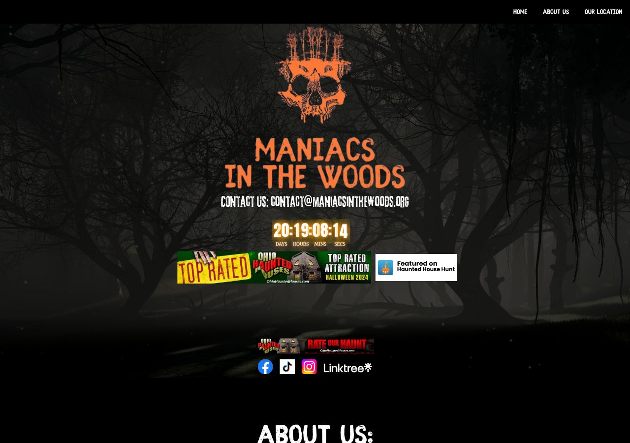 Homepage snapshot of Maniacs In the Woods