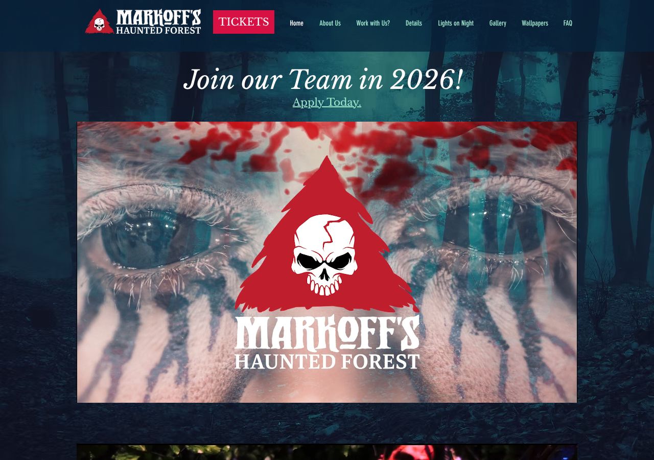 Homepage snapshot of Markoff's Haunted Forest