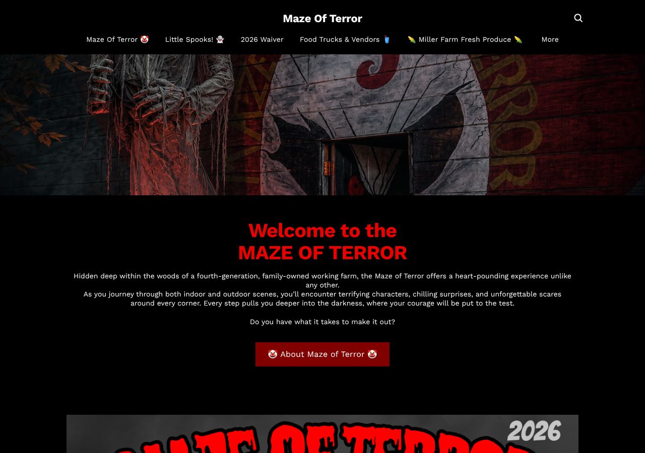 Homepage snapshot of Maze Of Terror