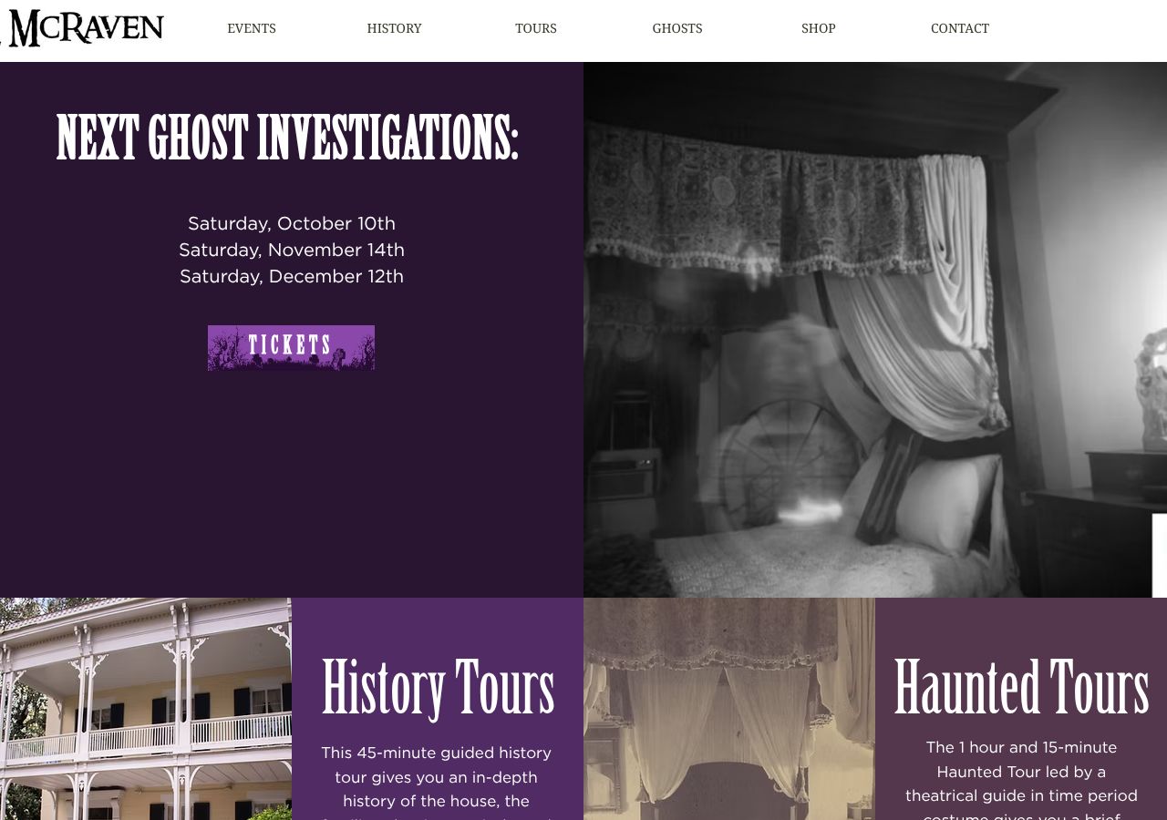 Homepage snapshot of McRaven Tour Home