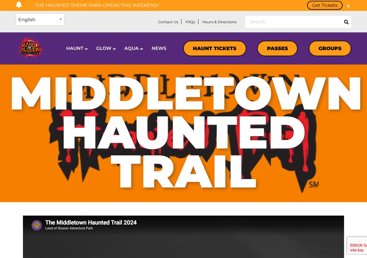Homepage snapshot of Middletown Haunted Trail