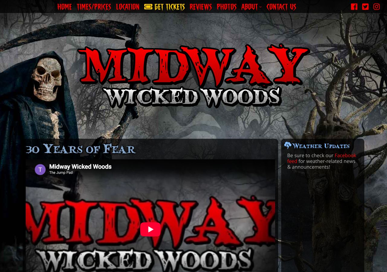 Homepage snapshot of Midway Wicked Woods