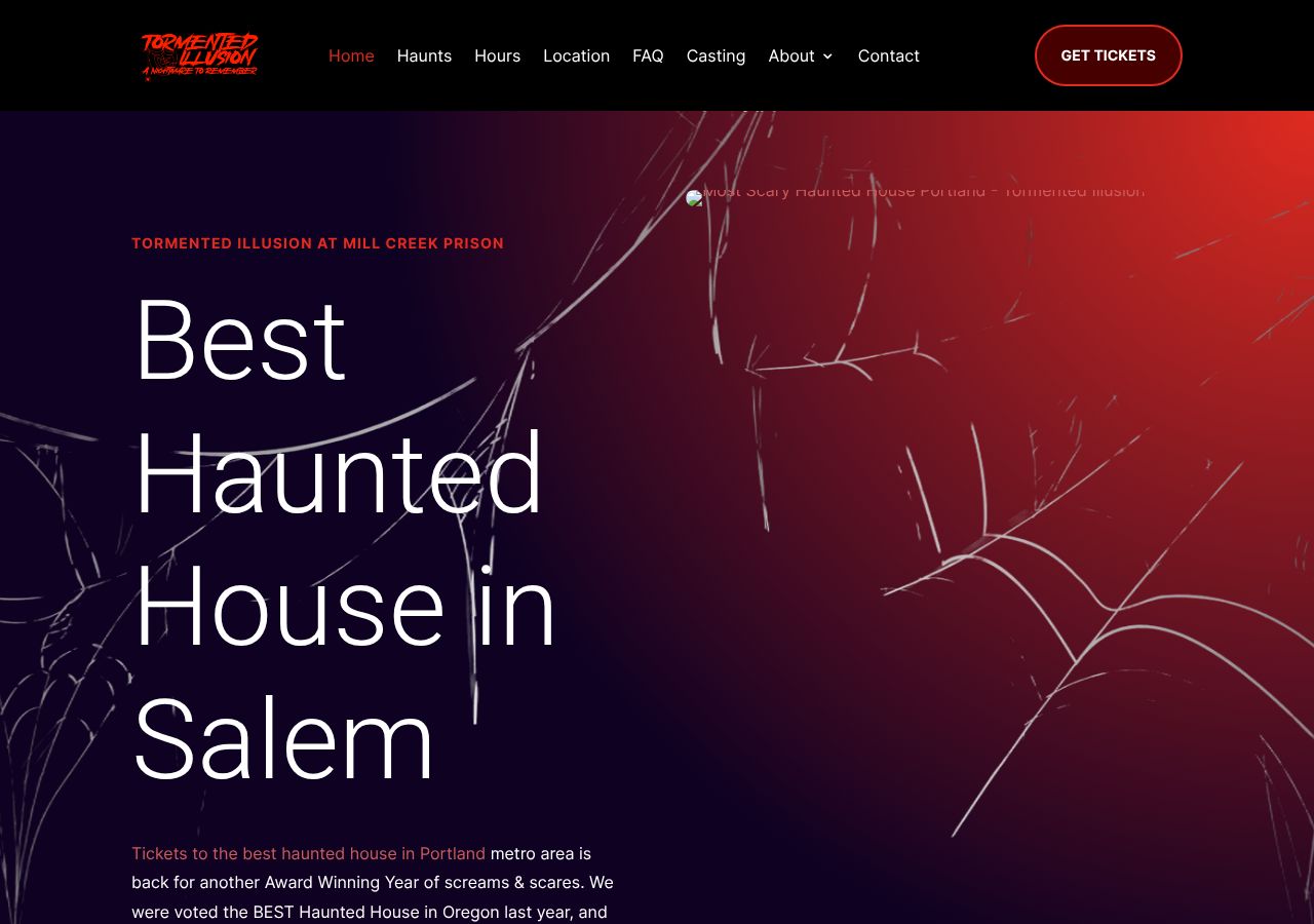 Homepage snapshot of Mill Creek Haunted Prison