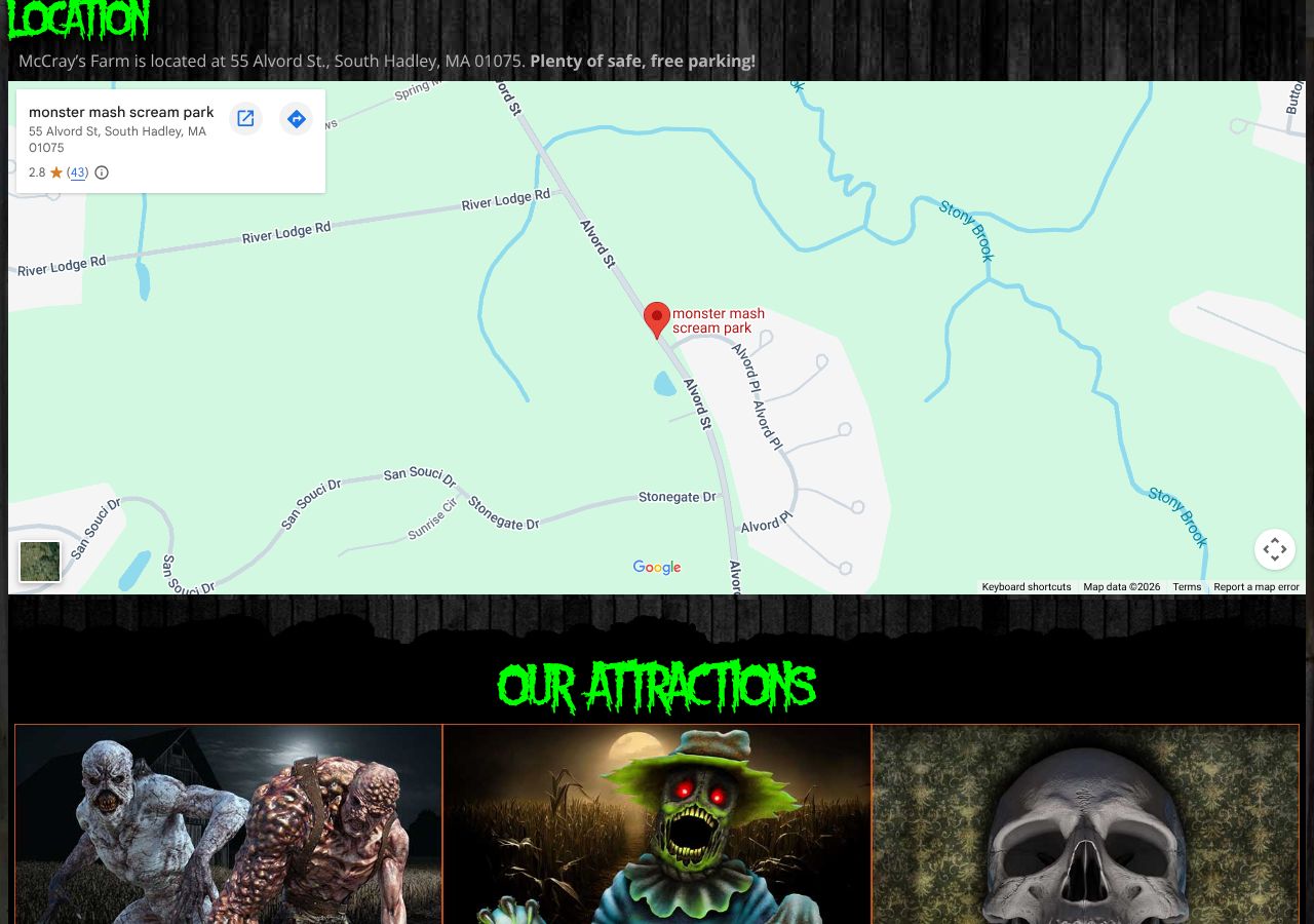 Homepage snapshot of monster mash scream park