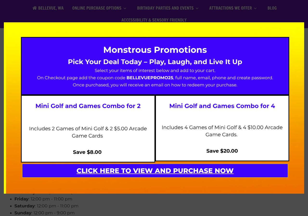 Homepage snapshot of Monster Mini Golf Bellevue