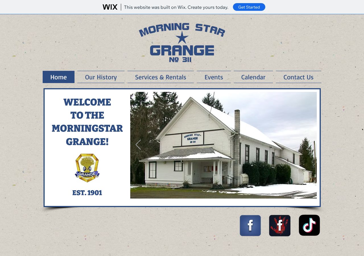 Homepage snapshot of Morning Star Grange Hall