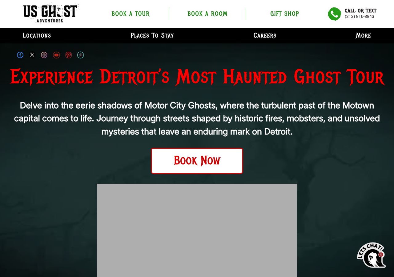 Homepage snapshot of Motor City Ghosts: Ghost Tours & Haunted Pub Crawls